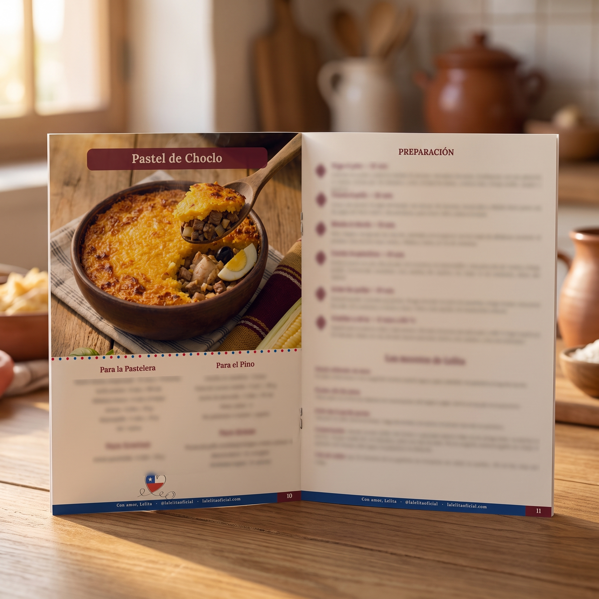 Receta de pastel de choclo chileno en el libro El Dieciocho de Lelita